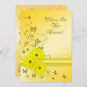 Renouveau vow Invitation à la fleur jaune (Devant / Derrière)