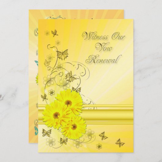 Renouveau vow Invitation à la fleur jaune (Devant / Derrière)