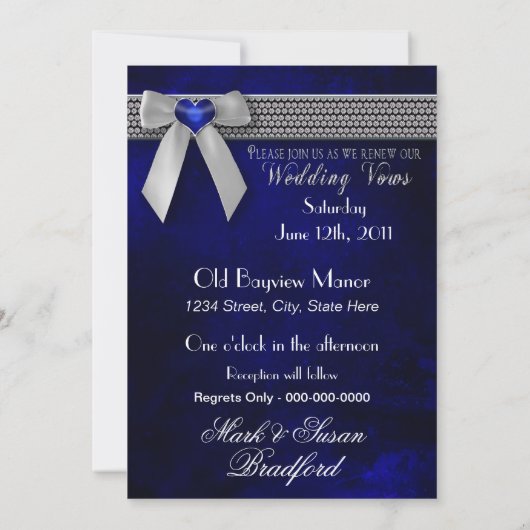 Renouveler les avis de Mariage Invitations Cobolt  (Dos)