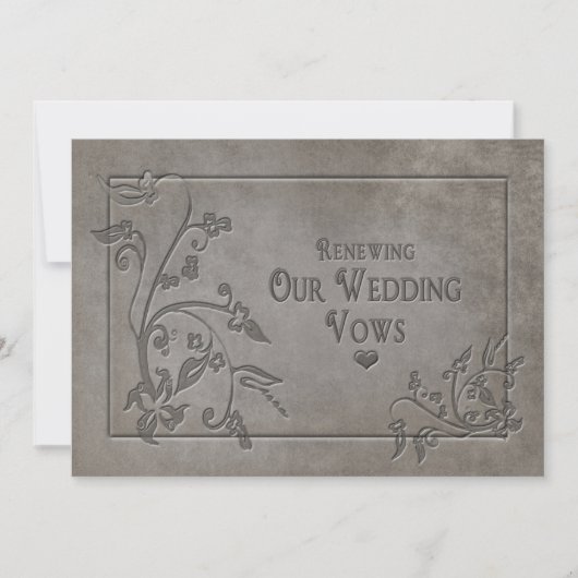 Renouveler/Mer. Vows Invitation - Grey Texture (Devant)