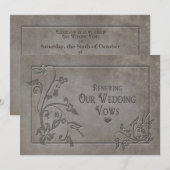 Renouveler/Mer. Vows Invitation - Grey Texture (Devant / Derrière)