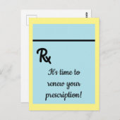 Renouvellement d'ordonnance Pharmacie Carte postal (Devant / Derrière)