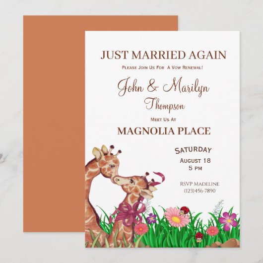 Renouvellement du Mariage mignon - Invitations (Devant / Derrière)