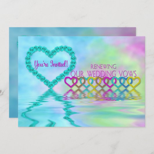 Renouvellement mariage de Vows Invitation - Roses/ (Devant / Derrière)