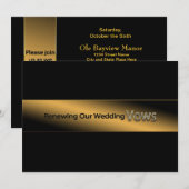 RENOUVELLEMENT MARIAGE VOWS INVITATION - Gold/Blac (Devant / Derrière)