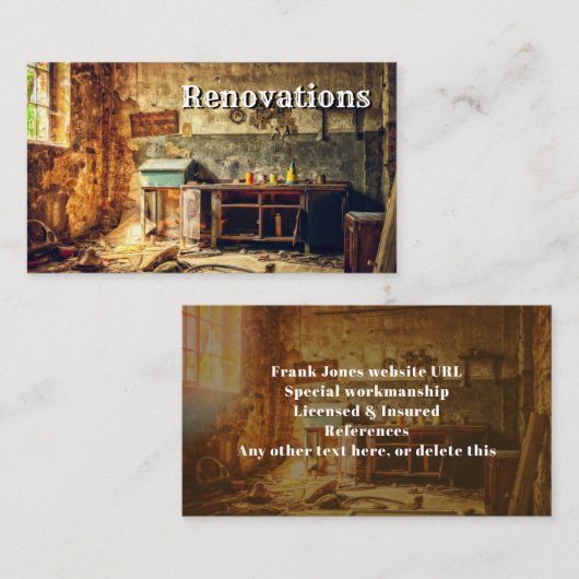 Renovation Home Improvements Visitekaartje (Voorkant / Achterkant)