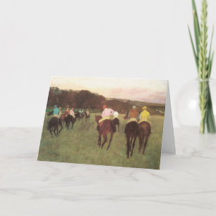 Renpaarden bij Longchamp van Edgar Degas Kaart