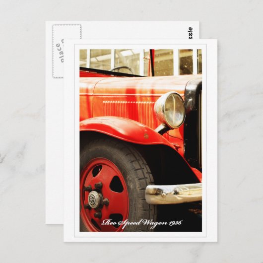 Reo Speed Wagon, Retro Fire Engine Briefkaart (Voorkant / Achterkant)
