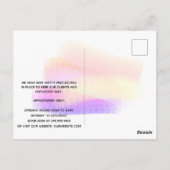 Reopenend schoonheidssalon licht wit zweeft pastel briefkaart (Achterkant)