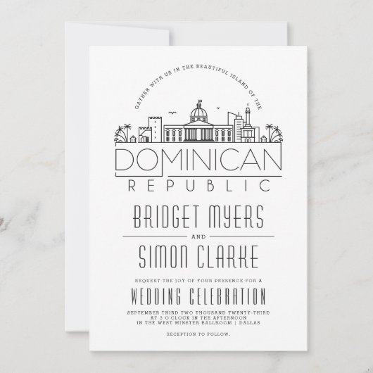 Rep. Dominicaine Mariage Skyline Invitation (Devant)