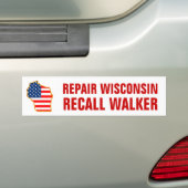 Repair Wisconsin, Recall Walker Bumpersticker (Op auto)