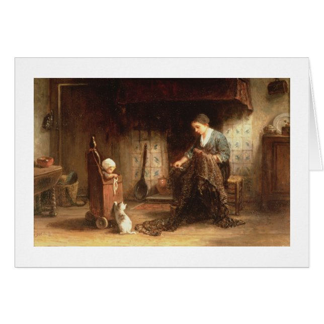 Réparant les filets (huile sur le panneau) (Devant horizontal)