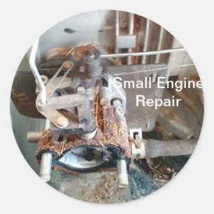 Reparatie van kleine motoren ronde sticker