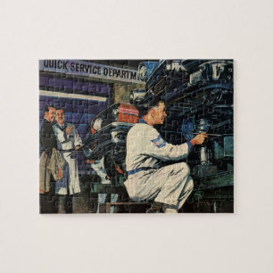 Reparatiebedrijf voor oldtimer auto's Auto monteur Legpuzzel