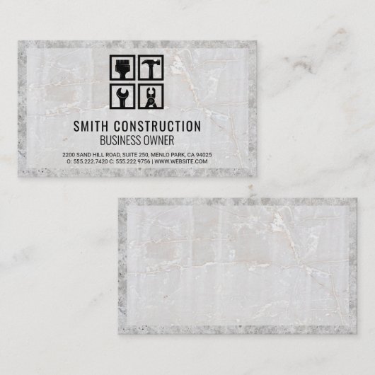 Reparatiepictogrammen | Marmer Betonnen Visitekaar Visitekaartje (Voorkant / Achterkant)