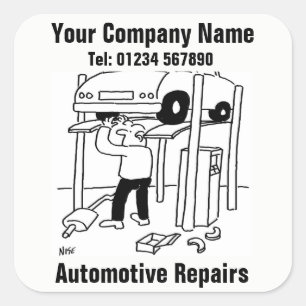 Reparaties voor auto's vierkante sticker