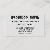 Réparation et vente de voiture classique Carte de  (Dos)