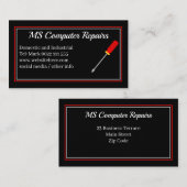 Réparations d'ordinateurs Carte de visite noir (Devant / Derrière)