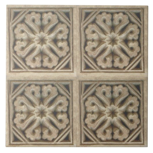 Repareer Spaanse Maure Floral Pattern Faux relief Tegeltje (Voorkant)