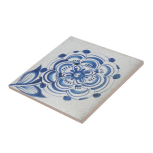 Repareer Victoriaans blauw en witte vlakke tegel Tegeltje