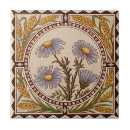 Repareer Victoriaans goudkornbloem Blauwe Floral Tegeltje