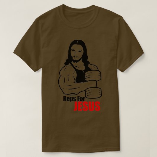 Repareert voor Jezus Funny Jesus Weightlift T-shirt (Design voorkant)