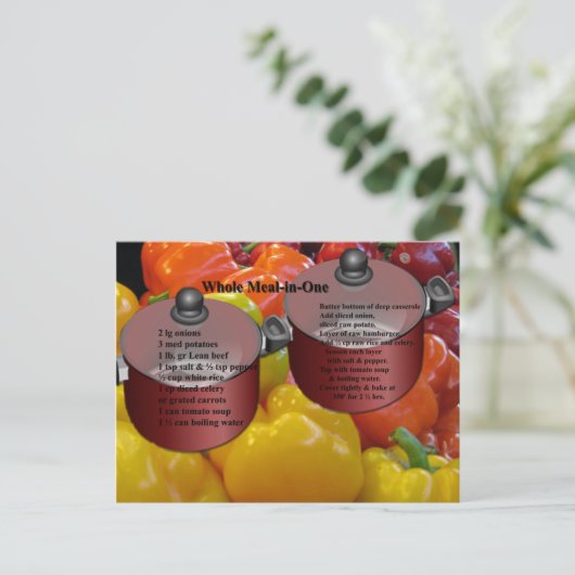 Repas entier dans une seule recette Carte postale (Debout devant)