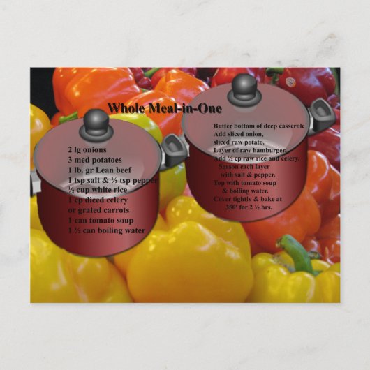 Repas entier dans une seule recette Carte postale (Devant)