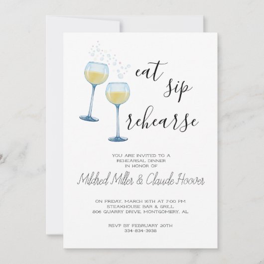 Repas Sip - Dîner de répétition Invitation (Devant)