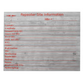Repeater Site Information Notitieblok (Voorkant)