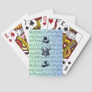 Repeating Viking Ships and Helmet Design over Rune Pokerkaarten
