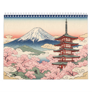 Repères du Japon Ukiyo-e Calendrier Mural 2027