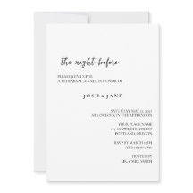 Repetitie diner, de avond voor de uitnodigingen