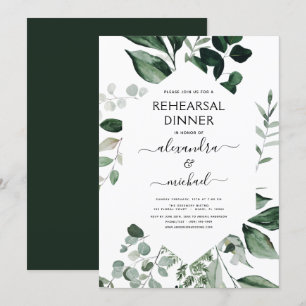 Repetitie diner gebladerte groen elegante uitnodig kaart