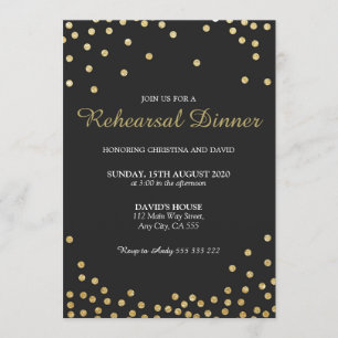 Repetitie Diner Gold Glitter Confetti Elegant Kaart
