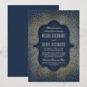 Repetitie Diner  Gouden Glitter Navy Kaart (Voorkant / Achterkant)