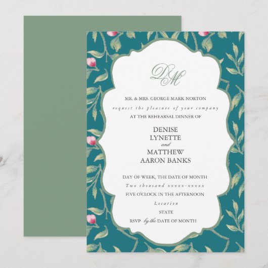 Repetitie diner in Harbour Blue en Basil Green Kaart (Voorkant / Achterkant)