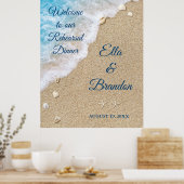 Repetitie diner poster met blauwe strandgolven (Keuken)