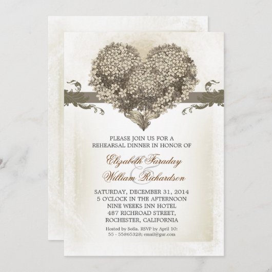 repetitie diner uitnodigingen (Voorkant / Achterkant)