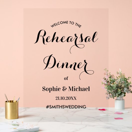 Repetitie Diner Welkom Elegante bruiloft Acryl Bord (Huwelijk)