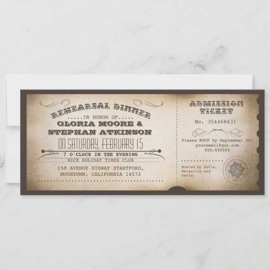  repetitie dinerticket typografie ontwerp kaart (Voorkant)