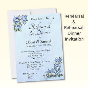 Repetitie Uitnodiging Kaart Blue Peony Wedding Set