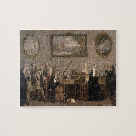 repetitie van een opera, c.1709 (olie op canvas) legpuzzel (Horizontaal)