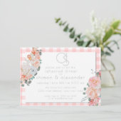 repetitiediner | Monogram Coral Gingham Floral Kaart (Staand voorkant)