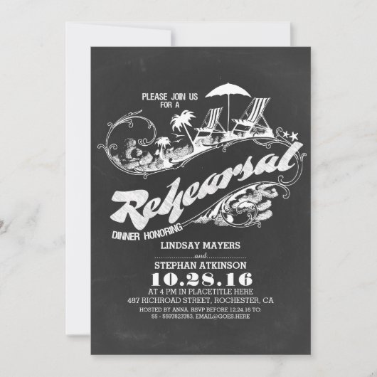 répétition de plage de tableau noir invitations à  (Devant)
