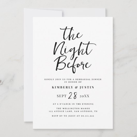 répétition de script noir rustique invitation dîne (Devant)