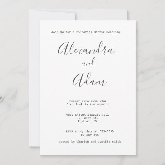 Répétition de typographie grise invitations dîner (Devant)