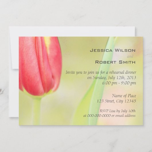 Répétition florale romantique invitations à dîner (Devant)