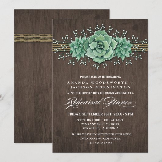 Répétition Florale Succulente Invitations (Devant / Derrière)