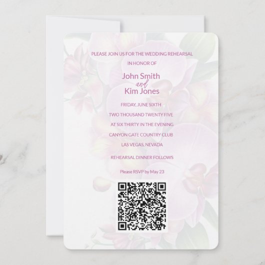 Répétition mariage et invitation à dîner Code QR (Dos)